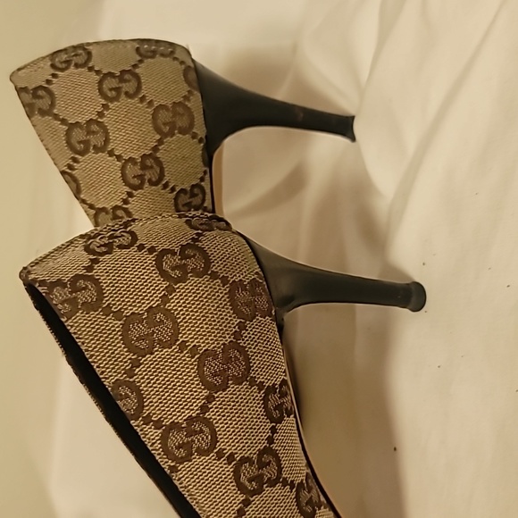 GUCCI VINTAGE 💯 AUTHENTHIC CLOTH HEEL SIZE 7B PRE-OWNED VERY GOOD COND - Picture 12 of 13